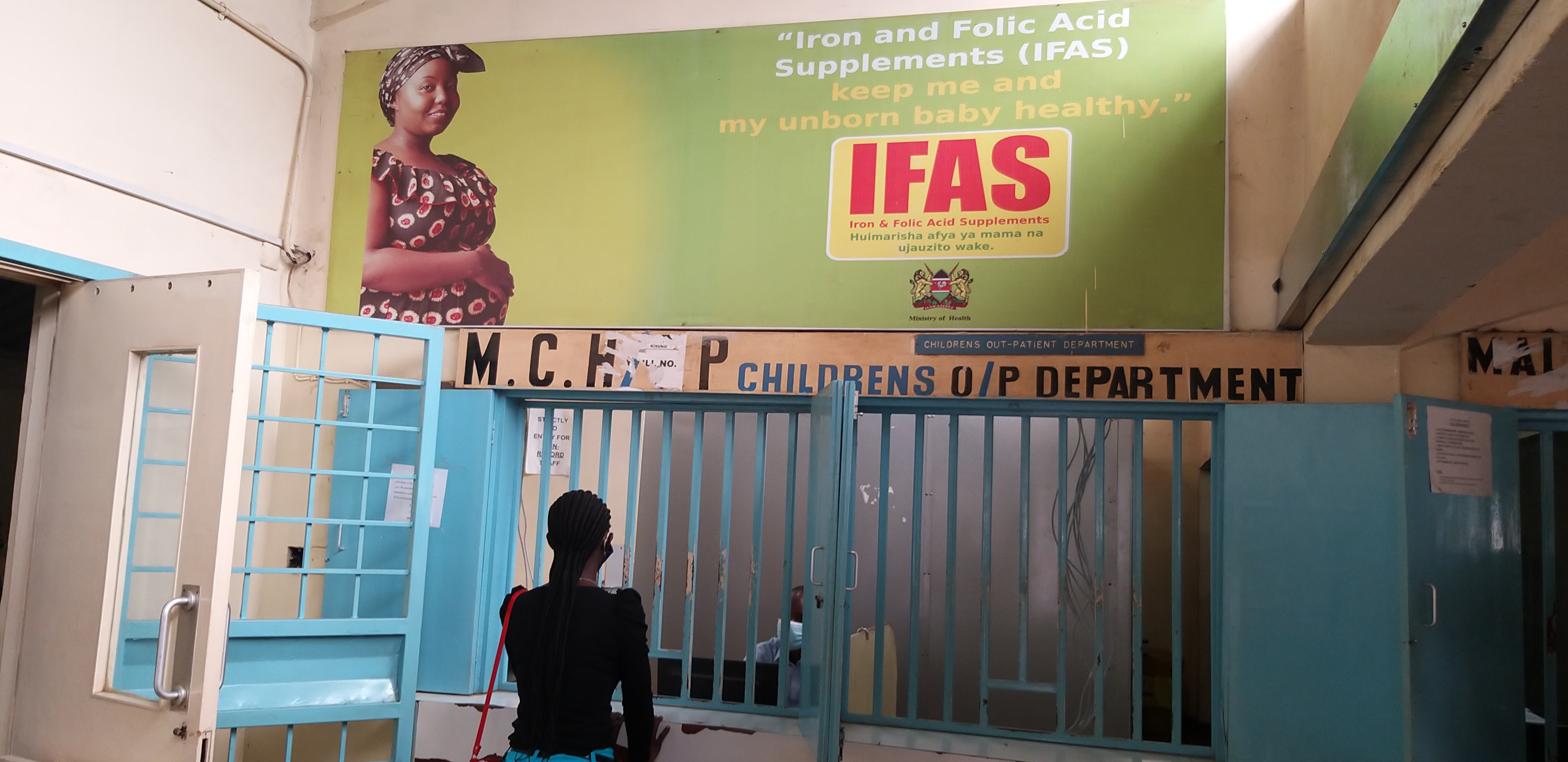 Jaramogi Oginga Odinga Teaching & Referral Hospital antenatal and postnatal care registration area in Kisumu, Kenya.