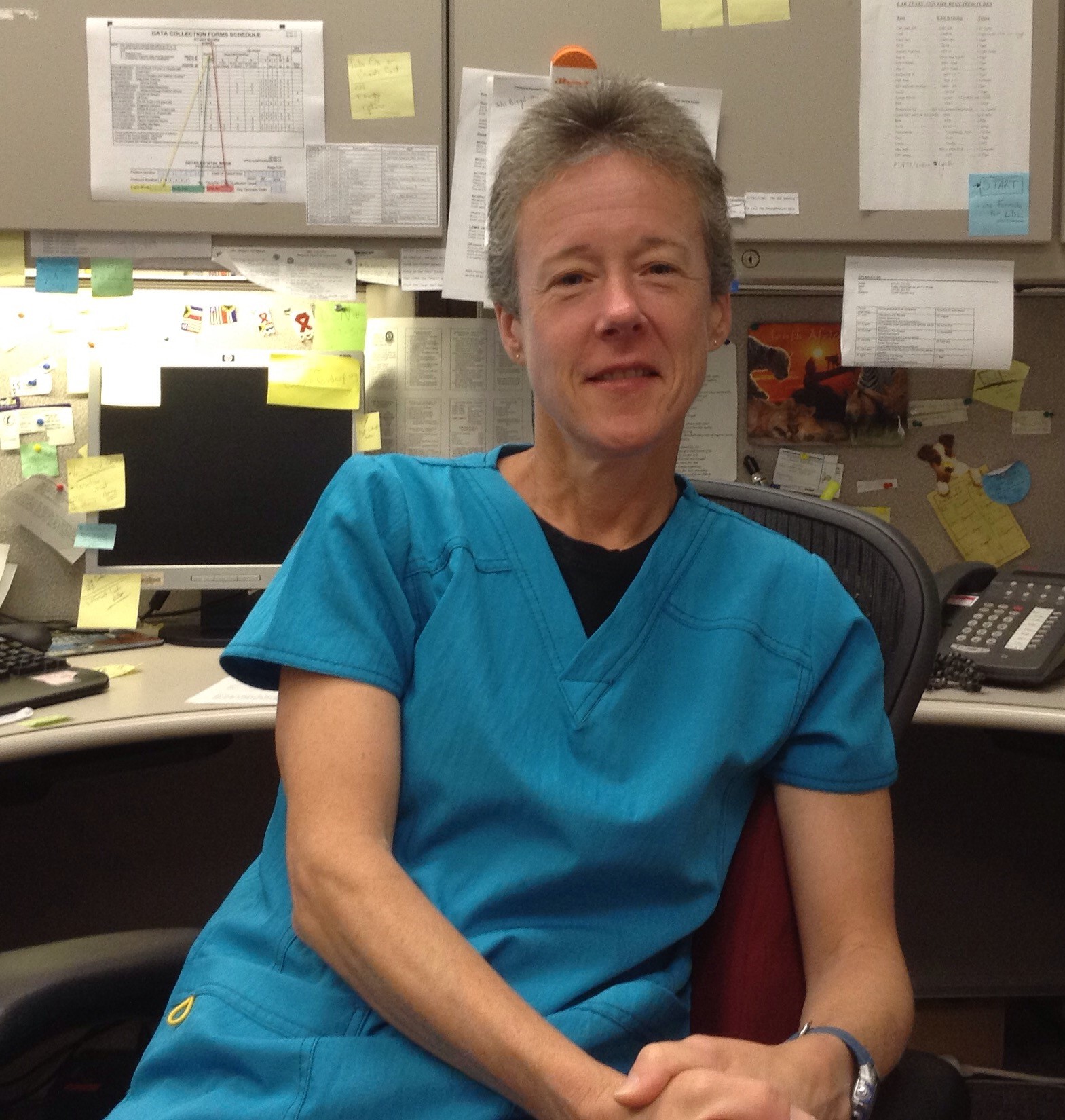 Nurse in green scrubs