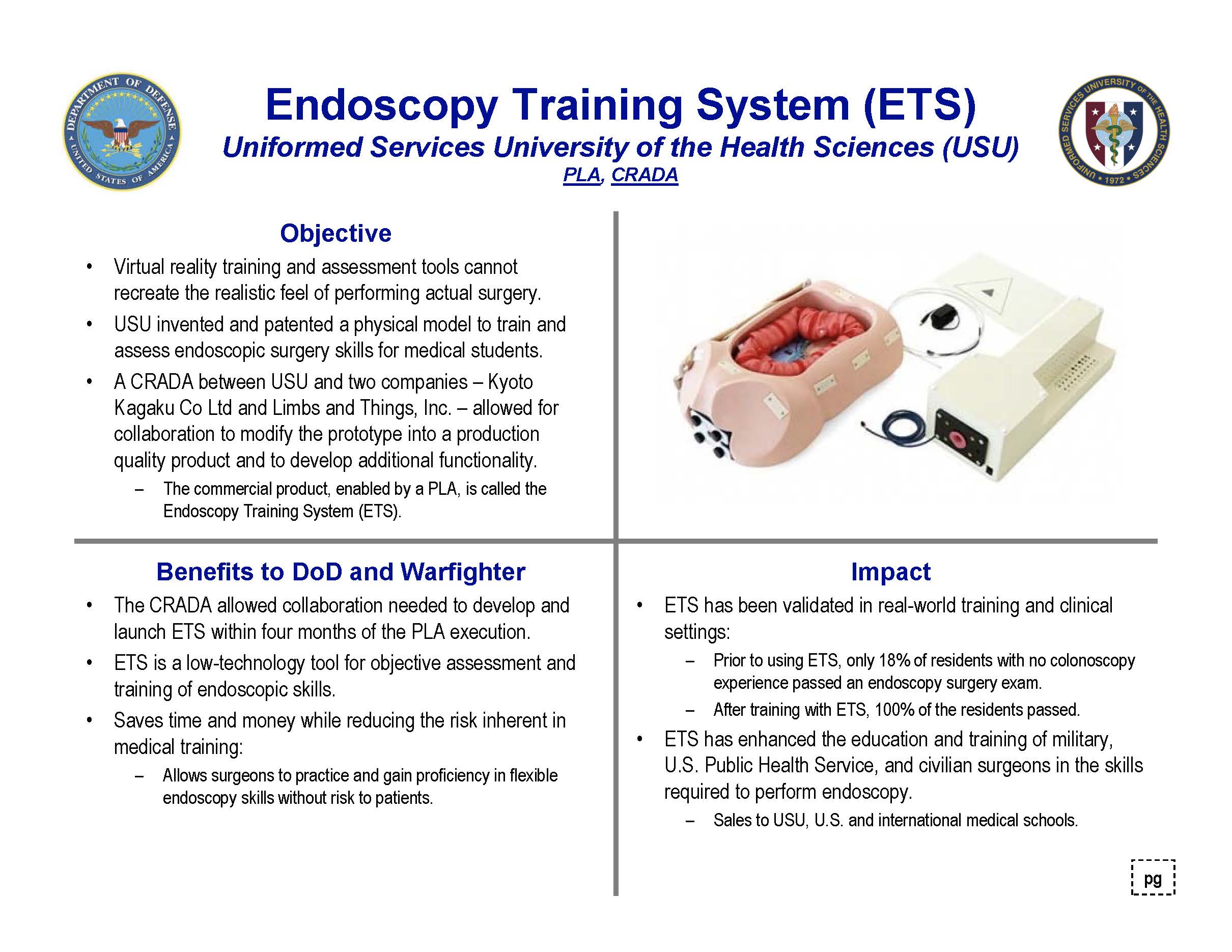 A four quadrant diagram indicating use of ETS system