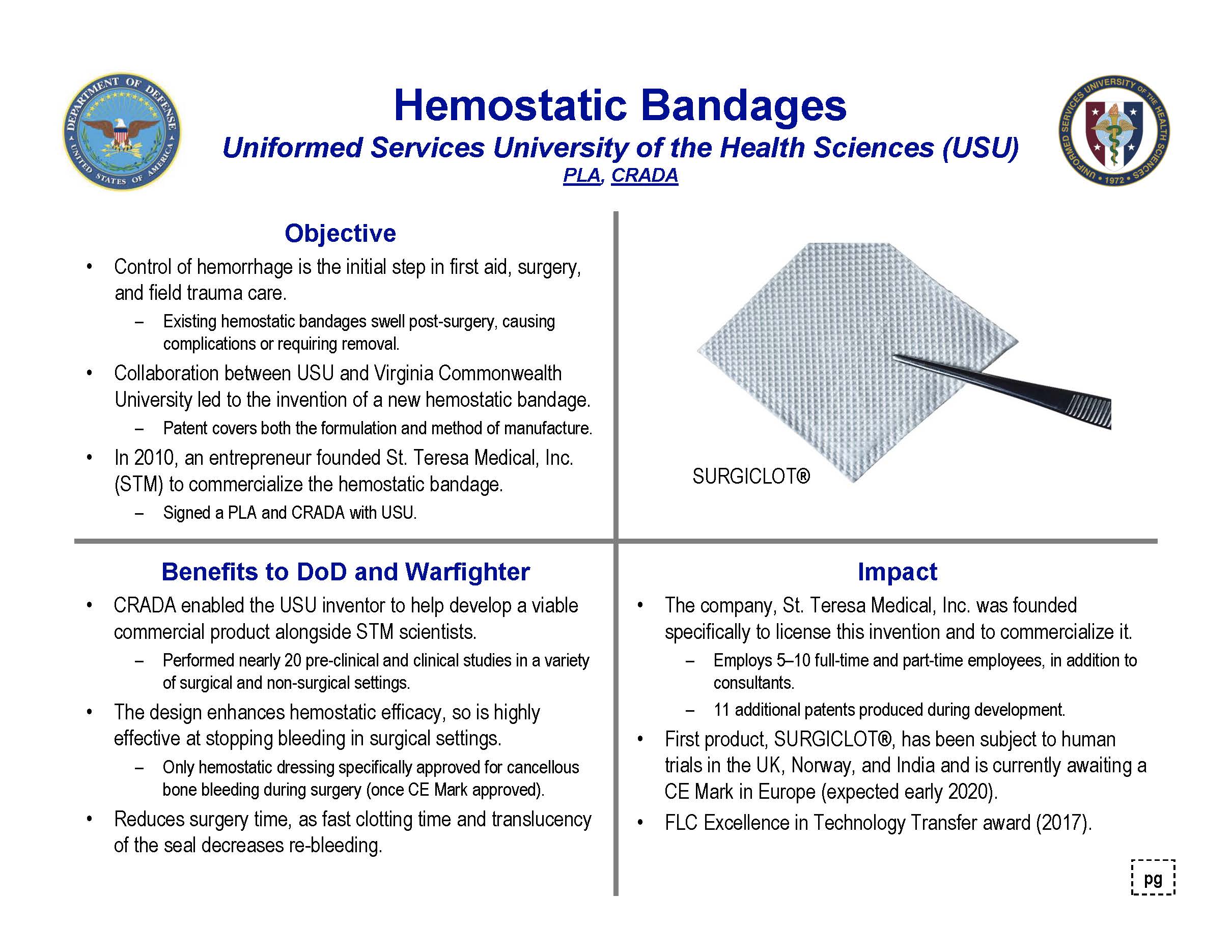 Four quadrant explanation of hemostatic bandages