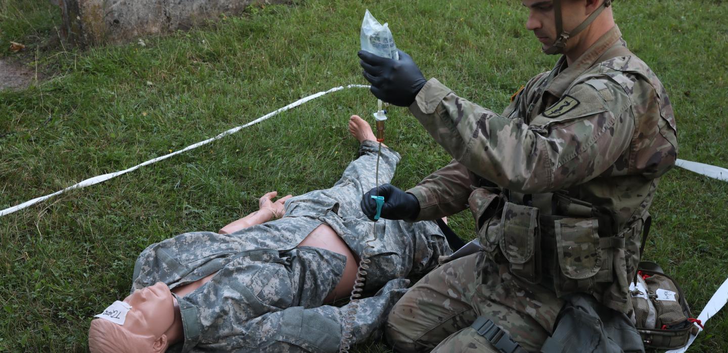 Medic with IV Medic with IV